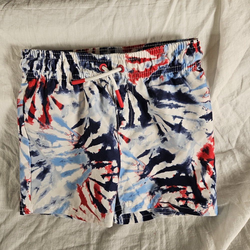 Cat & Jack Kids Swim Trunks - Red, Blue, White Tie-Dye